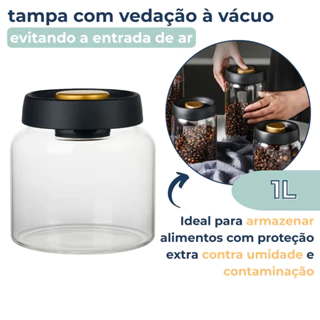 Pote de Vidro Hermético 1 Litro Com Tampa A Vacuo Porta Mantimentos em Oferta na Shopee
