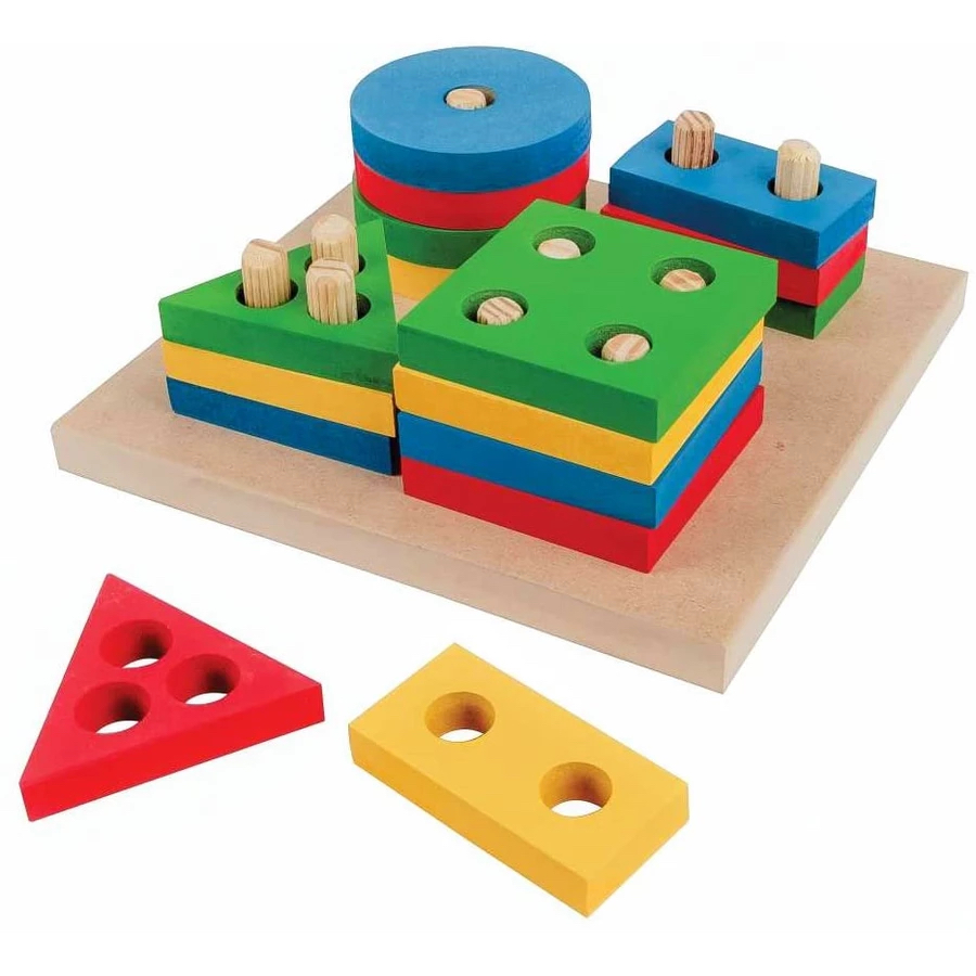 Brinquedo Educativo de Encaixe Formas Geométricas de Madeira Infantil ...