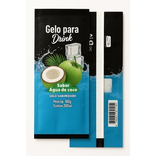 Embalagem Para Gelo Saborizado Sabor Água de Coco - 500 Unidades