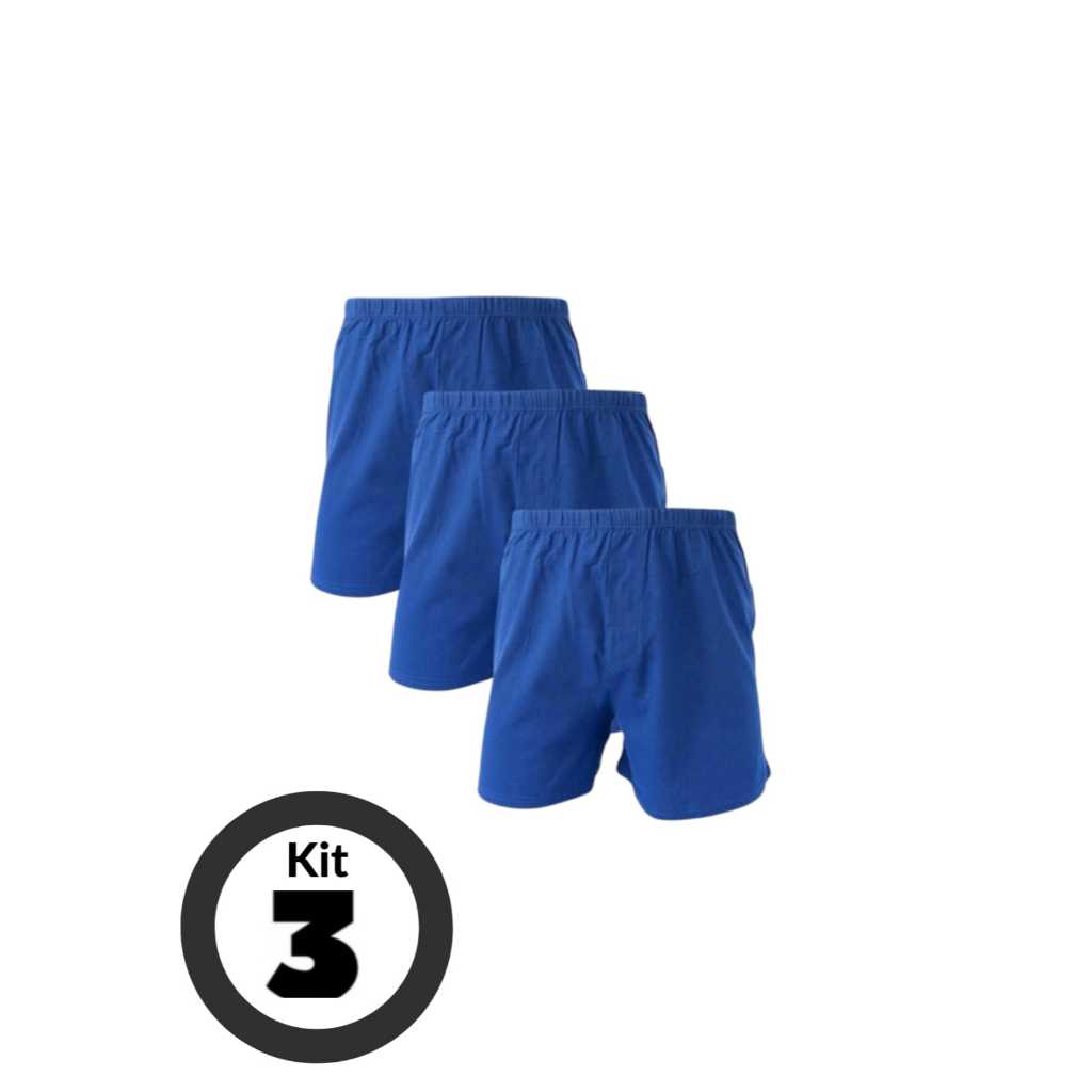 Kit 3 Samba canção pijama masculino 100% algodão SOMENTE NA COR ( AZUL MARINHO ) em Oferta na Shopee