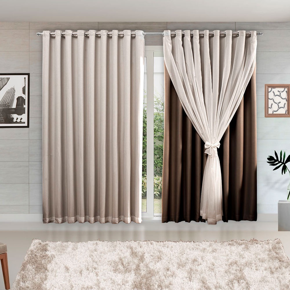 Foto de Cortina MADRI LUXO 3,00 x 2,50 c/ VOIL Branco -  Decoração Quarto, Sala, Escritório, Janela