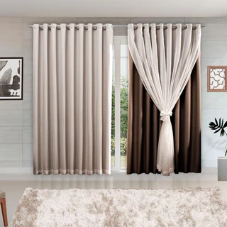 Cortina MADRI LUXO 3,00 x 2,50 c/ VOIL Branco -  Decoração Quarto, Sala, Escritório, Janela em Oferta na Shopee
