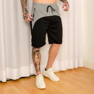 Bermudas PLUS Moletom Masculino Com Elastano, COM Bolsos Com Zíper P/M/G/GG /G1/G2/G3/G4