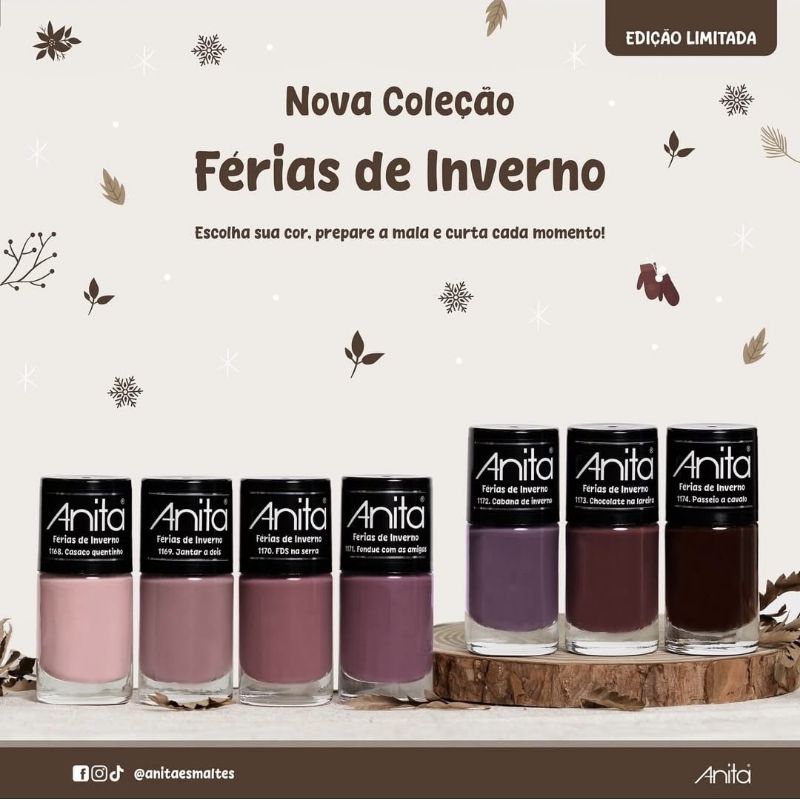Kit 7 esmaltes Anita Coleção Ferias de Inverno