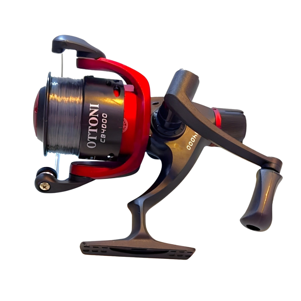 Molinete de Pesca Ottoni CB4000 Vermelho 1 Rolamento Grande Reforçado Fricção Traseira Drag 4kg