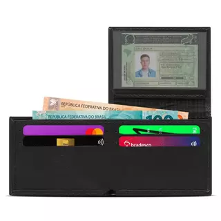 Carteira Masculina Couro Legítimo Luxo Porta Cartão Cédulas Slin