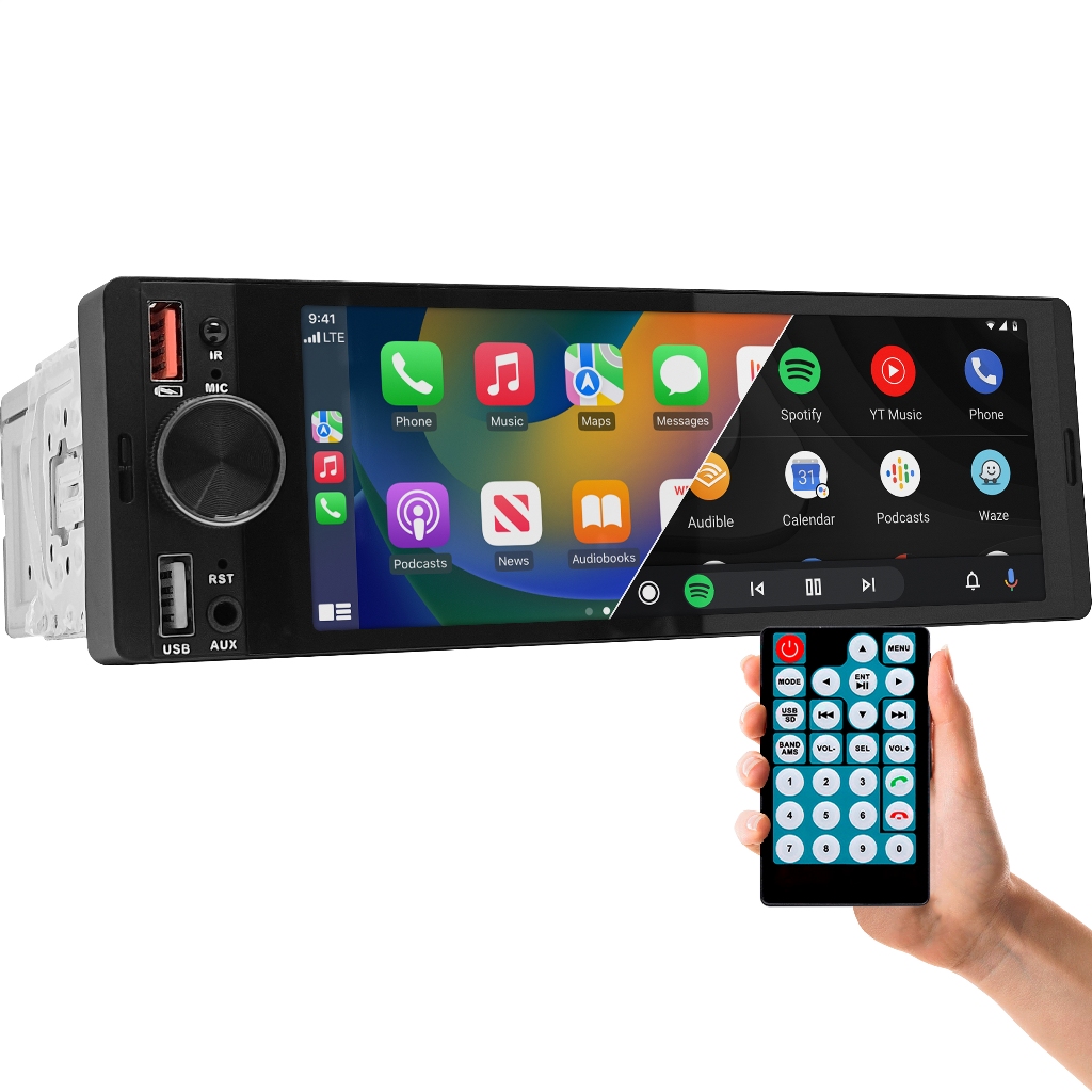 Central Multimídia MP6 Universal 1 Din Android Auto Carplay Touch