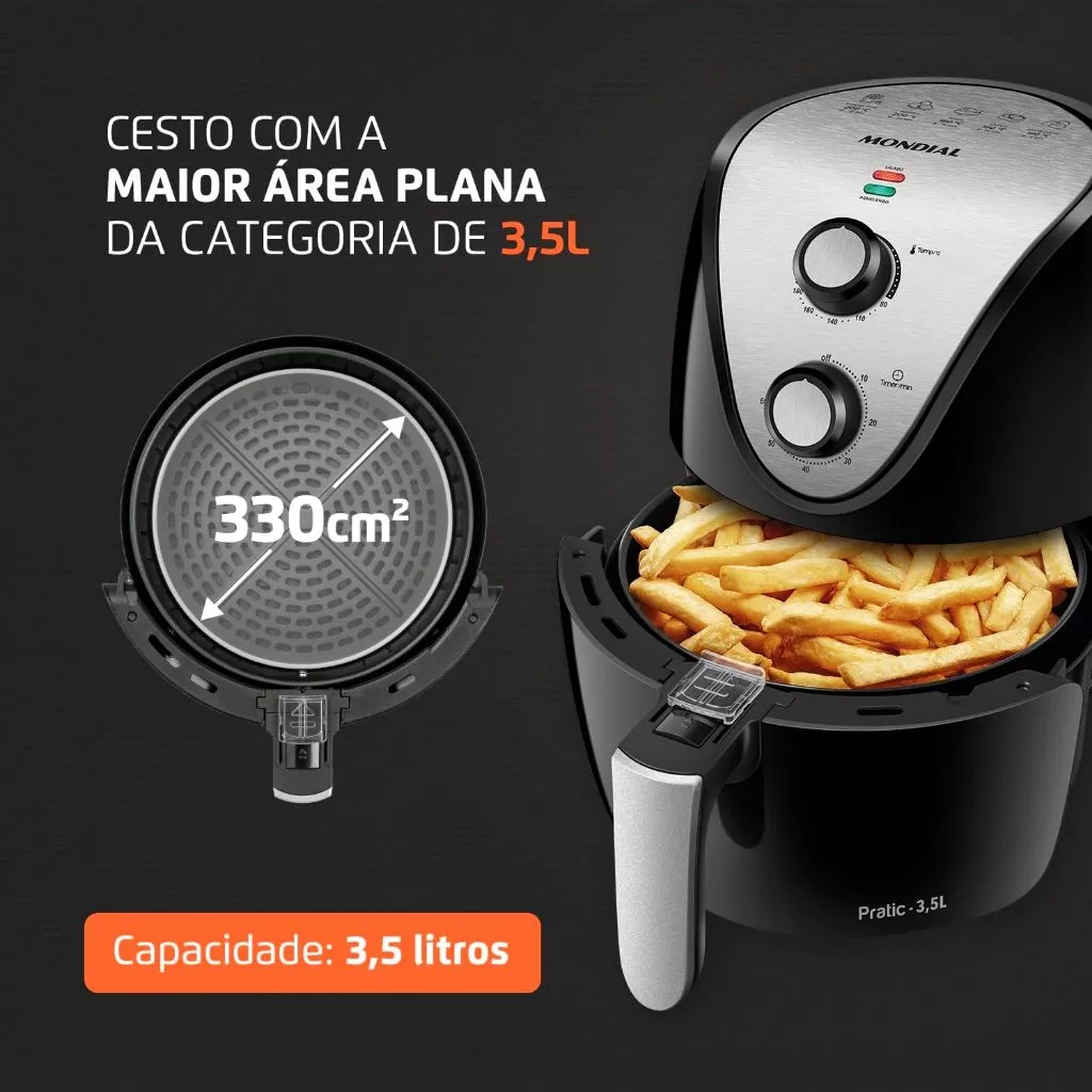 Fritadeira Elétrica Air Fryer Mondial 3.5 Litros Family Sem Óleo AF-30-I