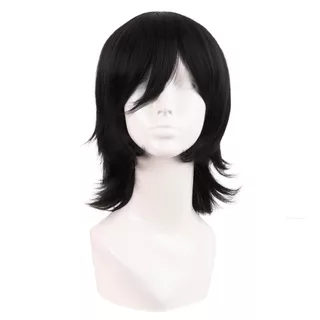 Peruca curta preto cosplay anime Promoção