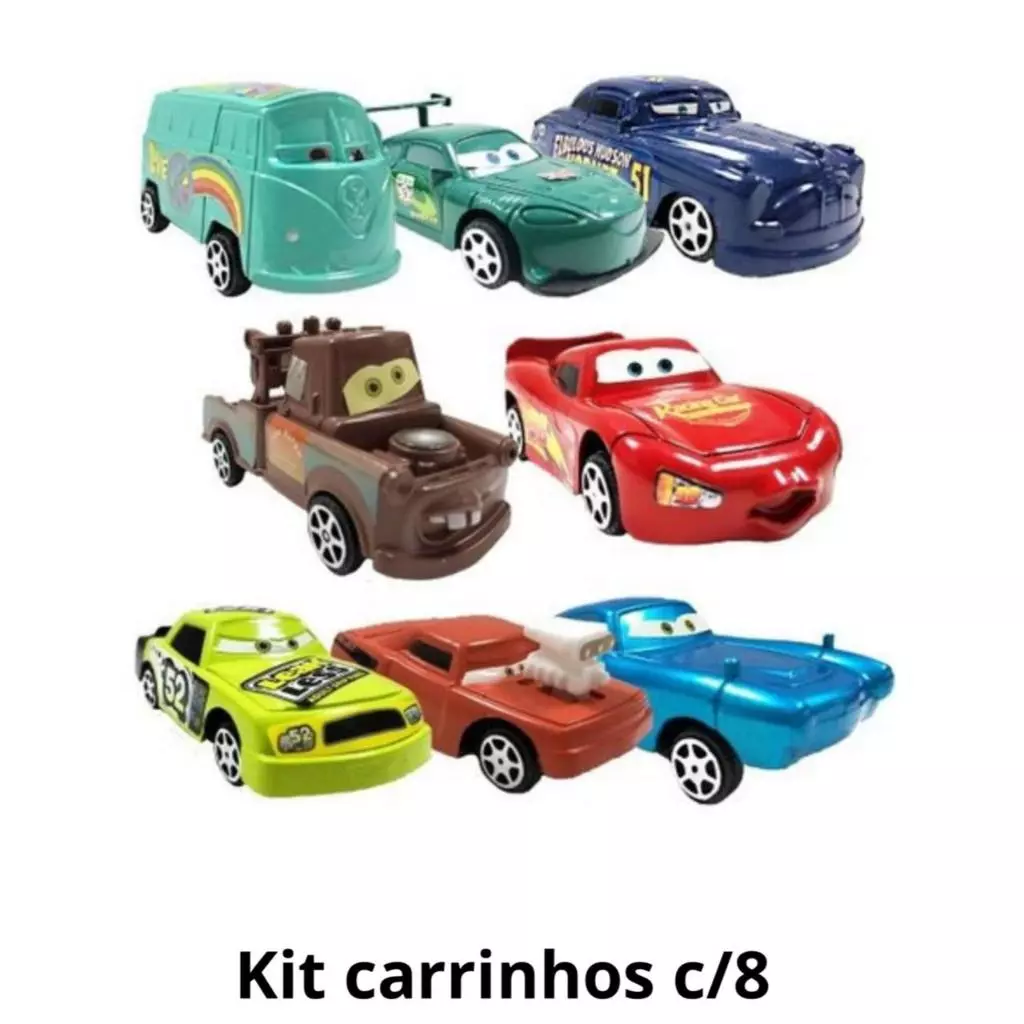 Kit com 6/8 Carrinhos Com e Sem Fricção Filme Carros Relâmpago Mcqueen Brinquedo Infantil Envio Imediato