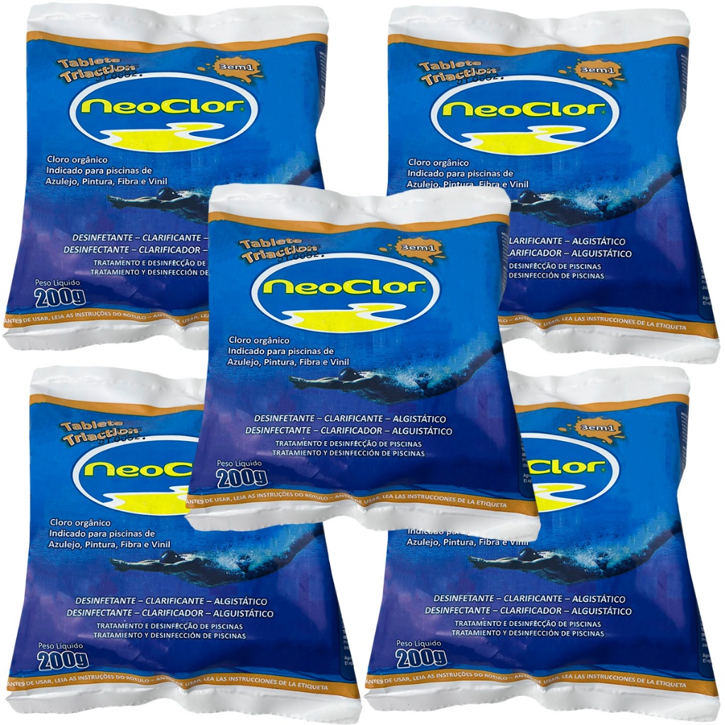 Kit 5 Unidades Pastilhas De Cloro Clarificante Para Limpeza Piscina ...