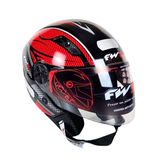 Capacete Fw3 Para Moto X Open Preto Vermelho Tamanho 58