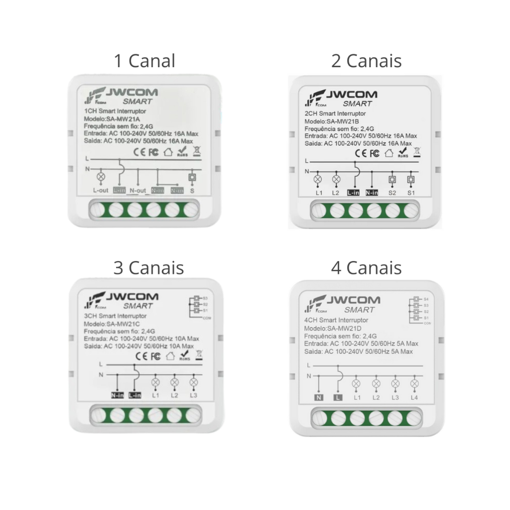 Relé Inteligente Mini Interruptor Smart Tuya Wifi 16a Jwcom Google Home, Alexa, Siri