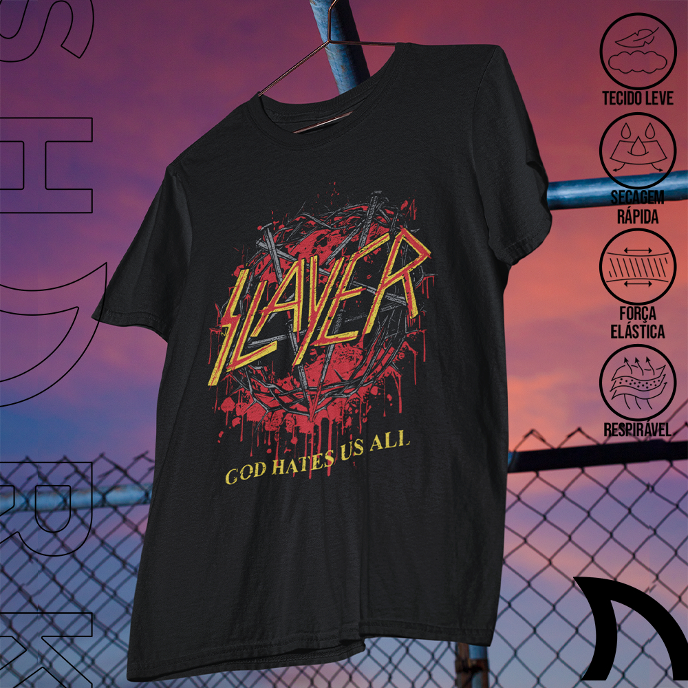 Camiseta Basica e OVERSIZED Slayer God Hate Us All Capa Album
