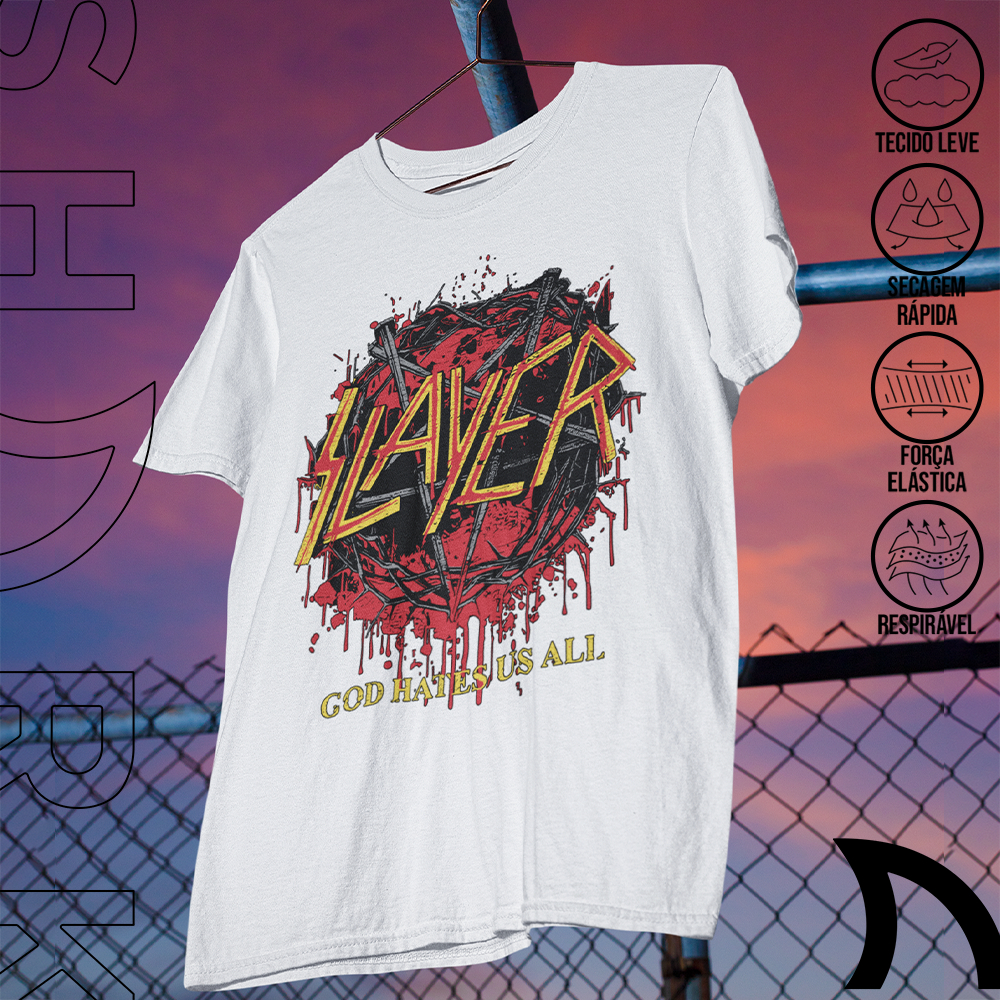 Camiseta Basica e OVERSIZED Slayer God Hate Us All Capa Album