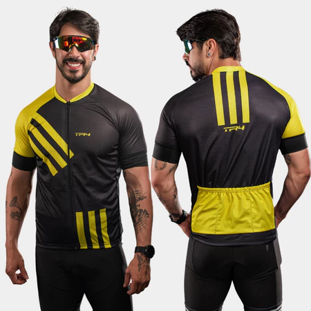 Kit Conjunto Ciclismo Masculino Camisa Zíper Total Camiseta e Bermuda Short Forro Espuma Uv50 Mtb — foto 3 de 4