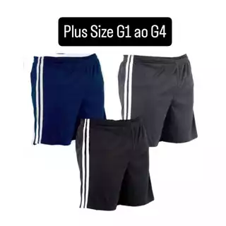 KIT 3 Short PLUS SIZE Listra, sem bolso, G1 ao G4. Uso casual e esportivo.