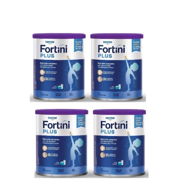 Kit 4 latas Fortini Plus sem sabor 400g | Shopee Brasil