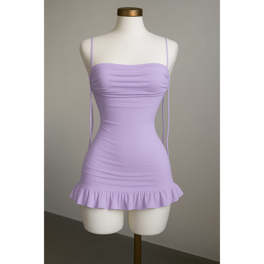 Vestido Curto Suplex Premium Ajustável Na Alça Com Babado Modela Super Bem No Corpo Com Elevação de BumBum ( Gabriela )