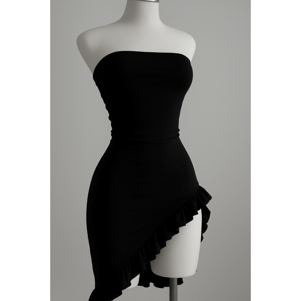 Vestido Midi Tomara Que Caia Com Babado Latino Suplex premium ( Lua )