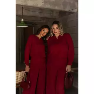 Conjunto Maya Feminino em Alfaiataria Calça e Blusa Manga Longa Slim e Plus Size Social em Oferta na Shopee