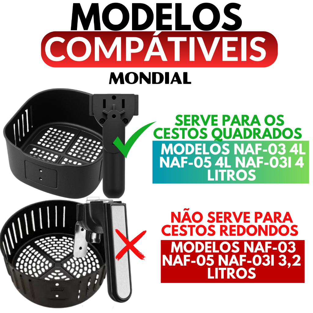 Alça Puxador P/ Fritadeira NAF-05 NAF-03 4 L Air Fryer Mondial