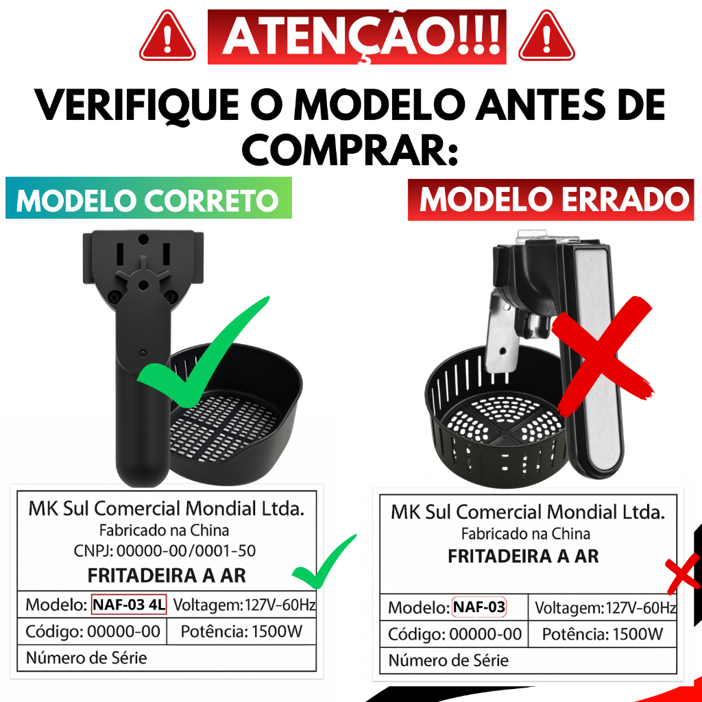 Alça Puxador P/ Fritadeira NAF-05 NAF-03 4 L Air Fryer Mondial