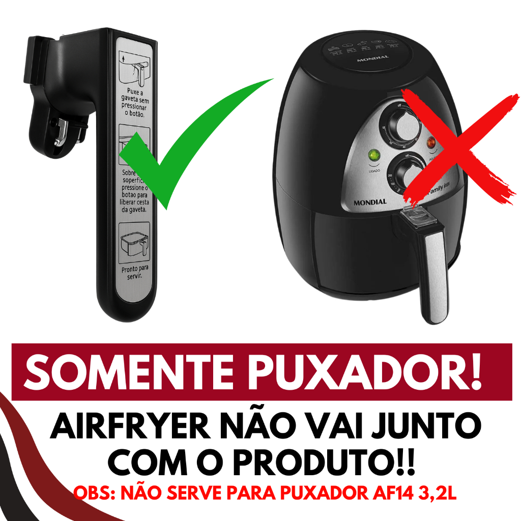 Alça Puxador P/ Fritadeira NAF-05 NAF-03 4 L Air Fryer Mondial