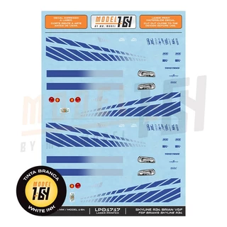 Decalque Skyline R34 Velozes e Furiosos - Model 1:64 LP01717 - Diecast Hot Wheels Customização