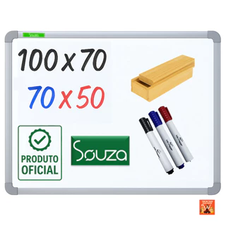🧠 Lousa Quadro Branco Souza Original 🖊️ Moldura com Kit Apagador ✍️ e Canetas Aluminizado