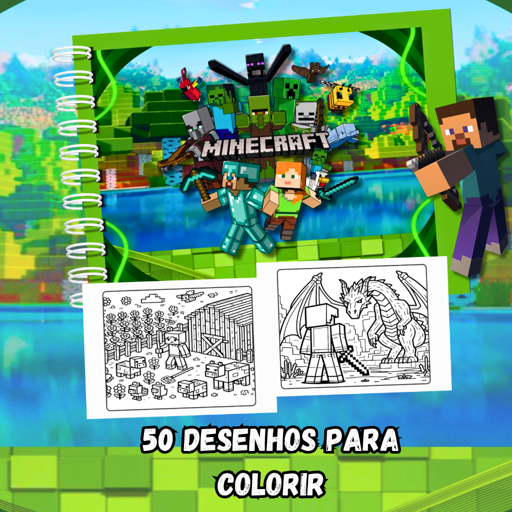 Livro De Colorir Minecraft Estilo Bobbie Goods 50 Desenhos Livro Capa ...