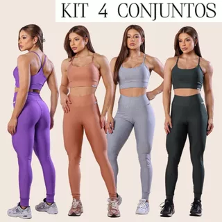 Kit 4 Looks Fitness Femininos Conforto Estilo Zero Transparência Elegante