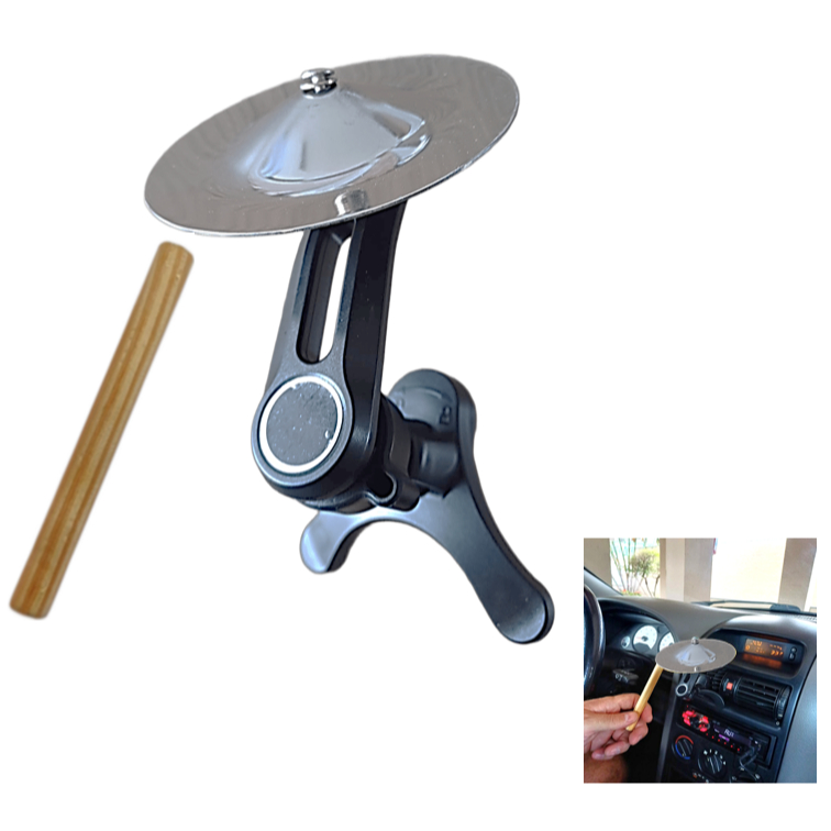Mini Prato De Bateria (PRATA) P/ Painel De Veículo - Faça Seu Show!