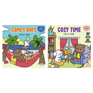 Kit Comfy Days + Cozy Time Livros de Colorir Para Adultos em Oferta na Shopee