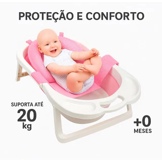 Rede de Proteção Infantil Bebê para Banheira Rosa Azul