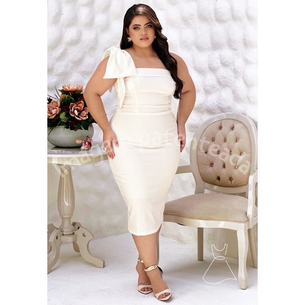 Vestido Tubinho Vestido Casamento Civil Simples Plus Size Vestido