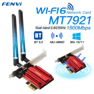 Adaptador de Rede PCIe Fengvi Wi-Fi 6 1800Mbps com Bluetooth 5.2 | Dual Band 802.11ax/ac