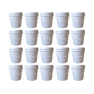 Kit 20 Balde 3,6 Litros c/ Tampa Hermética e Lacre Cores Branco e Transparente Ideal para Alimentos