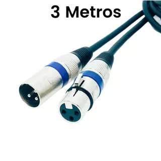 Cabo Microfone Xlr Canon Macho X Femea Balanceado 3 Metros