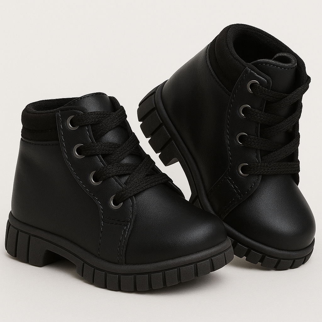 Bota Infantil Coturno Preta Nude e Branco Unissex Cano Curto Dia das ...