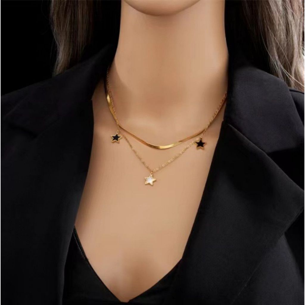 Novo colar feminino de ouro 18k com concha de estrela de cinco pontas ...
