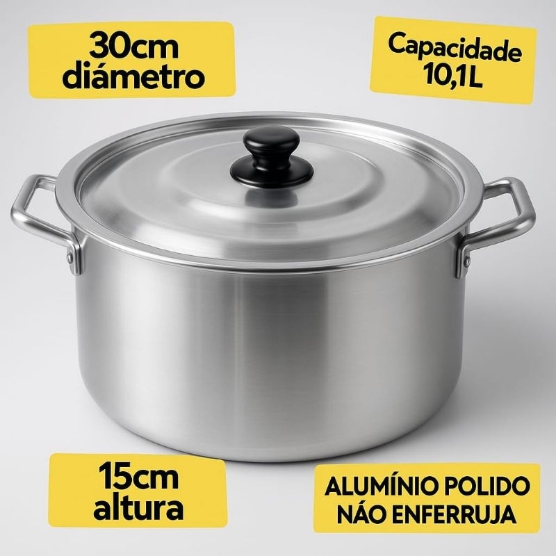 Caçarola N•30 / 10 Litros. Panela ideal para sopas e feijoadas.