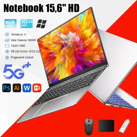 Notebook 15 6 HD 1080 N156 Intel Celeron 16GB RAM 512GB SSD Windows 11 5G LTE Wi Fi Notebook ATFLY