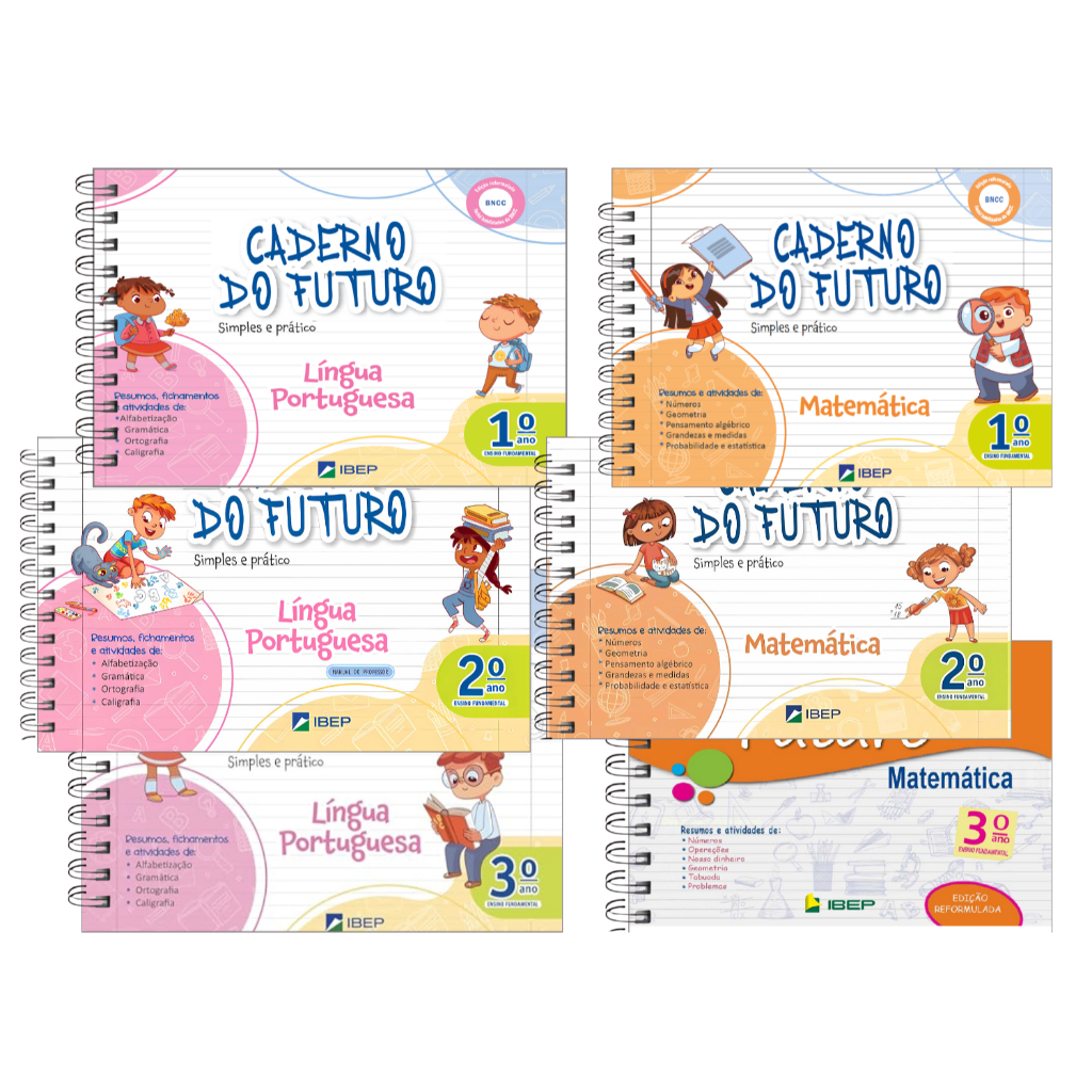 Combo Kit Caderno do Futuro contendo 6 cadernos do 1, 2, 3 ano ...