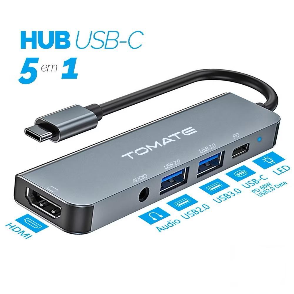 Adaptador usb para usb c Hub Adaptador 5 Em 1 Type-c Hdtv Usb 3.0 Df ...