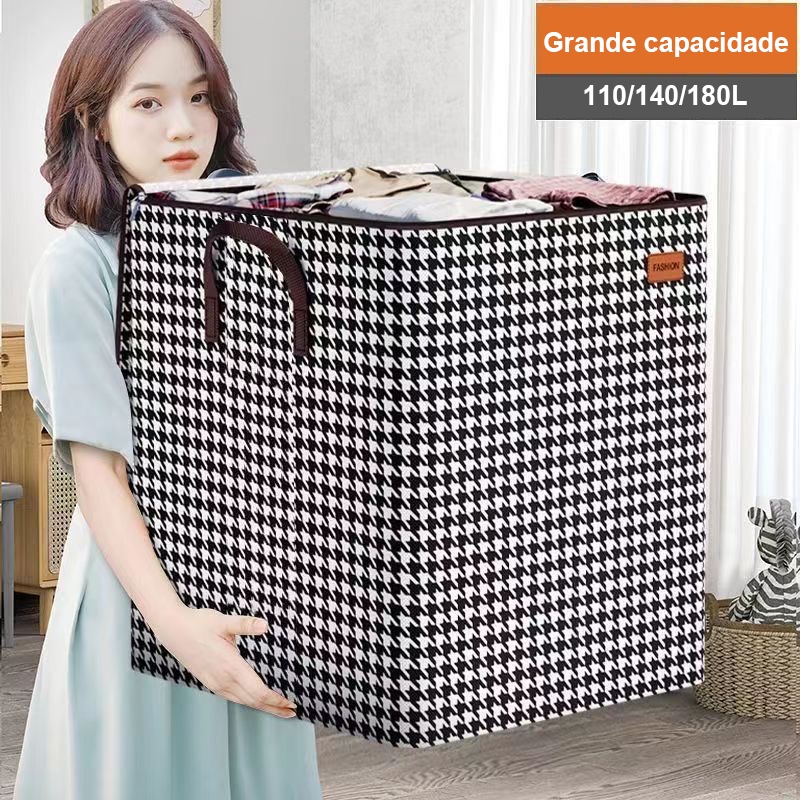 Caixa Organizadora Grande Com Tampa 110/140/180L Para Roupas Domésticas ...