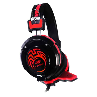 Fone Headset Gamer com fio P2 Duplo Microfone Estéreo LED Vermelho para Computador e Notebook