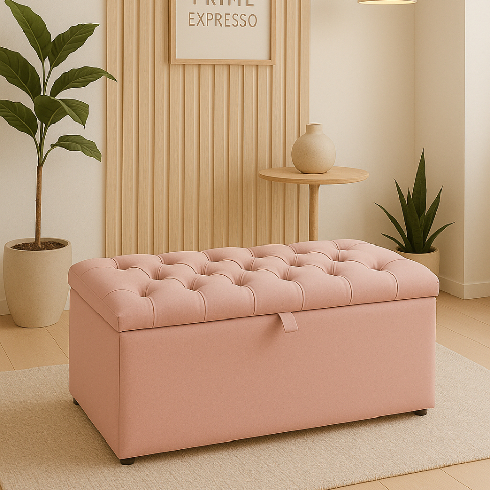 Baú Organizador Puff Estofado 90x40x42cm Multiuso com Tampa Desenhada para Sala,Quarto e Decoração | Shopee Brasil