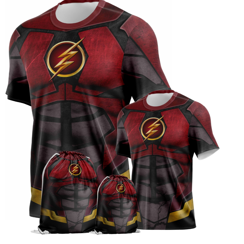 Kit Pai e Filho Flash Camiseta Com Mochila | Shopee Brasil