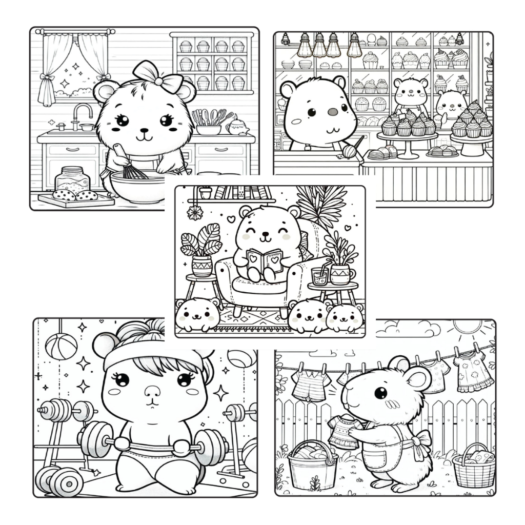 Livro de Colorir Capivara estilo Bobbie Goods com 50 Desenhos + 2 ...